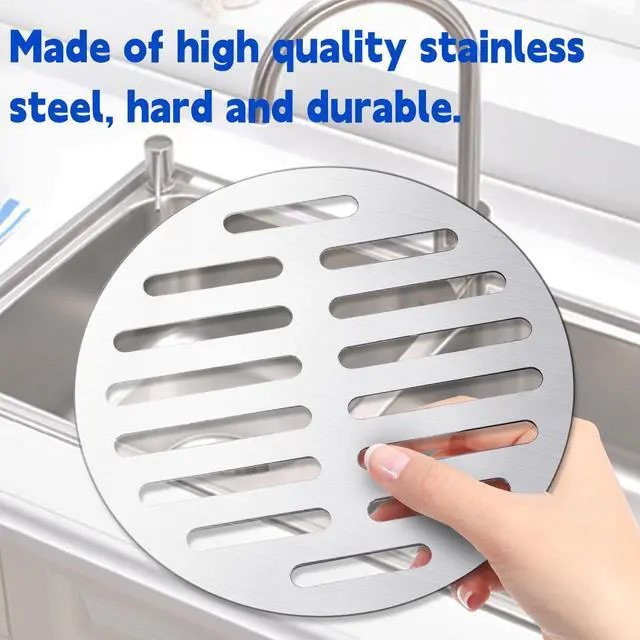 Alt view image 6 of 7 - Round Stainless Steel Floor Drain Cover 6 Inch, 14 Hole Silver Tone