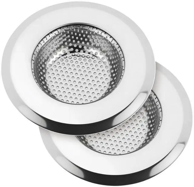 Main image of Kitchen Sink Drain Strainer, Premium Stainless Steel Rust-Proof Wide Rim Kitchen Drain Strainer Stopper Filter Basket for Kitchen Sinks (2 Pack)