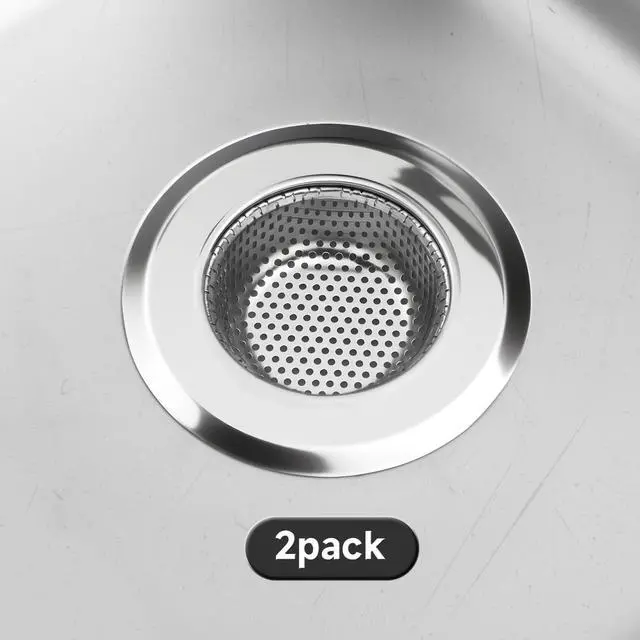 Alt view image 7 of 7 - Kitchen Sink Drain Strainer, Premium Stainless Steel Rust-Proof Wide Rim Kitchen Drain Strainer Stopper Filter Basket for Kitchen Sinks (2 Pack)