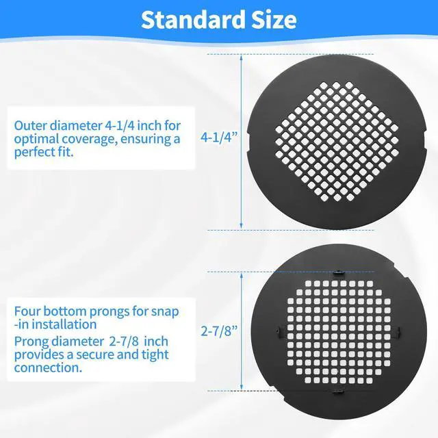 Alt view image 2 of 6 - Shower Drain Cover, Drain Hair Catcher Snap-in Replacement Strainer