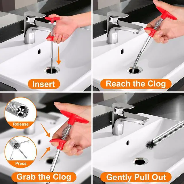 Alt view image 4 of 7 - Drain Clog Remover, 25inch Drain Snake Hair Remover(3pcs), Hair Catcher Drain Auger Cleaner Tool Set For Toilet, Kitchen Sink, Bathroom Tub, Sewer
