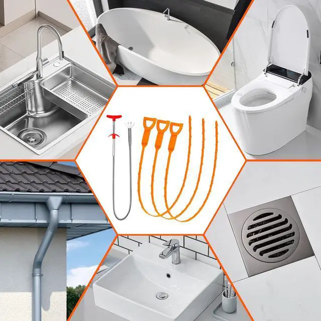 Alt view image 7 of 7 - Drain Clog Remover, 25inch Drain Snake Hair Remover(3pcs), Hair Catcher Drain Auger Cleaner Tool Set For Toilet, Kitchen Sink, Bathroom Tub, Sewer