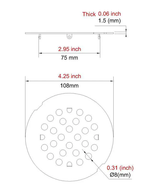 Alt view image 3 of 4 - Snap-in Shower Drain Cover 4-1/4 inch Shower Strainer Grid Round