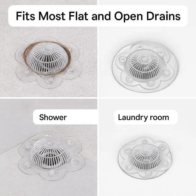 Alt view image 4 of 7 - Catcher Drain Cover 5" Dome-Shaped Soft PVC with 6 Suction Cups Clear Hair Stopper for Shower & Bathtub Drains Prevents Clogs Without Blocking Water Flow
