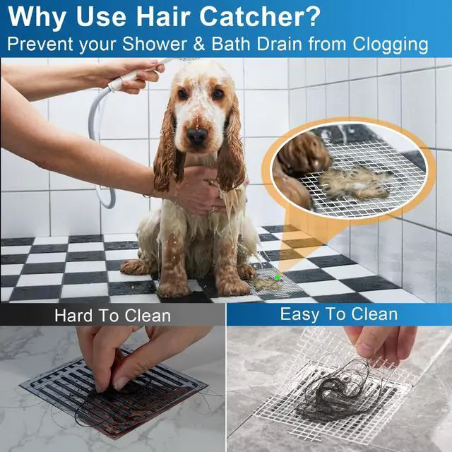 Alt view image 2 of 7 - 25 Pack, Disposable Shower Drain Hair Catcher Mesh Stickers,Disposable Hair Drain Catcher. (4.1inch Square)