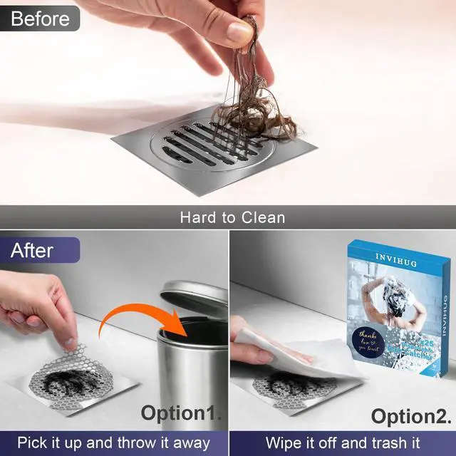 Alt view image 3 of 7 - 25 Pack, Disposable Shower Drain Hair Catcher Mesh Stickers,Disposable Hair Drain Catcher. (4.1inch Square)
