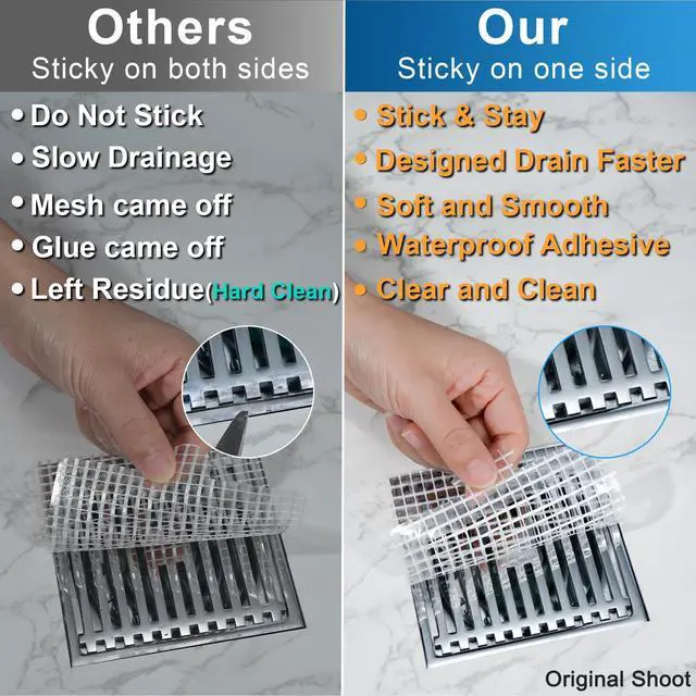 Alt view image 4 of 7 - 25 Pack, Disposable Shower Drain Hair Catcher Mesh Stickers,Disposable Hair Drain Catcher. (4.1inch Square)