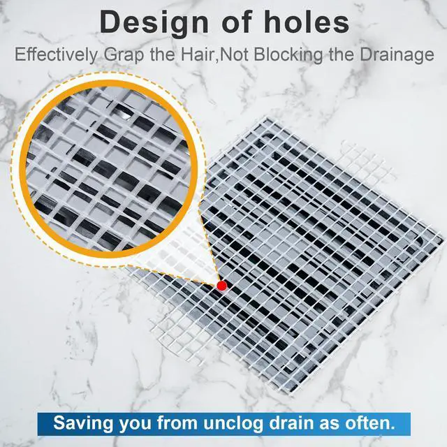 Alt view image 6 of 7 - 25 Pack, Disposable Shower Drain Hair Catcher Mesh Stickers,Disposable Hair Drain Catcher. (4.1inch Square)