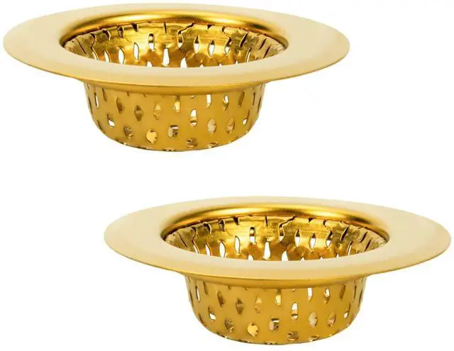 Main image of Bathroom Sink Strainers, 2 Pack 2.17 Inches Stainless Steel Small Mesh Utility Sink Drain Stopper Basket Cover Plug Screen, Gold