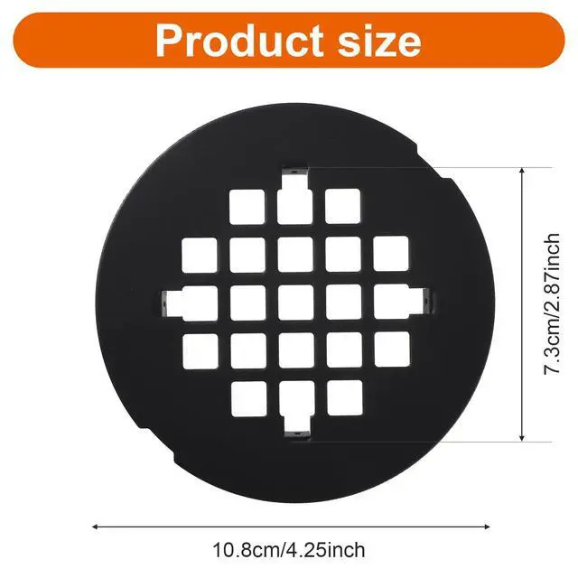 Alt view image 2 of 7 - Black Snap-in Shower Drain Cover, 4-1/4 Od Snap-in Shower Drains Cover Replacement, Stainless Steel Drain Stopper Bathroom Sink Easy to Install