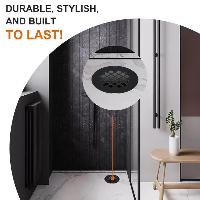 Alt view image 6 of 7 - Black Snap-in Shower Drain Cover, 4-1/4 Od Snap-in Shower Drains Cover Replacement, Stainless Steel Drain Stopper Bathroom Sink Easy to Install
