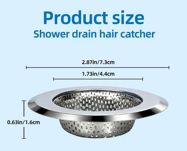 Alt view image 2 of 5 - 2.87 inch Bathtub Floor Shower Hair Drain Catcher Cover, Stainless Steel Bathroom Sink Strainer Filter Basket for Bathroom Sink, Wash Basin