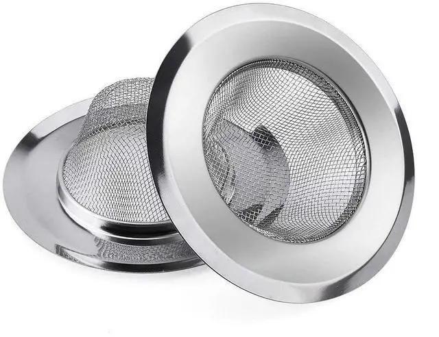Main image of Basket- Sink Strainer Bathroom Sink, Utility, Slop, Laundry, RV and Lavatory Sink Drain Strainer Hair Catcher. 1/16" Holes. Stainless Steel