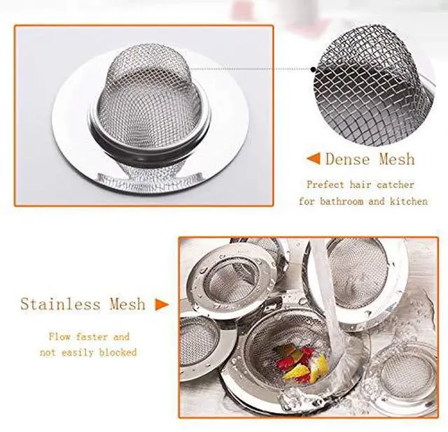Alt view image 3 of 5 - Basket- Sink Strainer Bathroom Sink, Utility, Slop, Laundry, RV and Lavatory Sink Drain Strainer Hair Catcher. 1/16" Holes. Stainless Steel