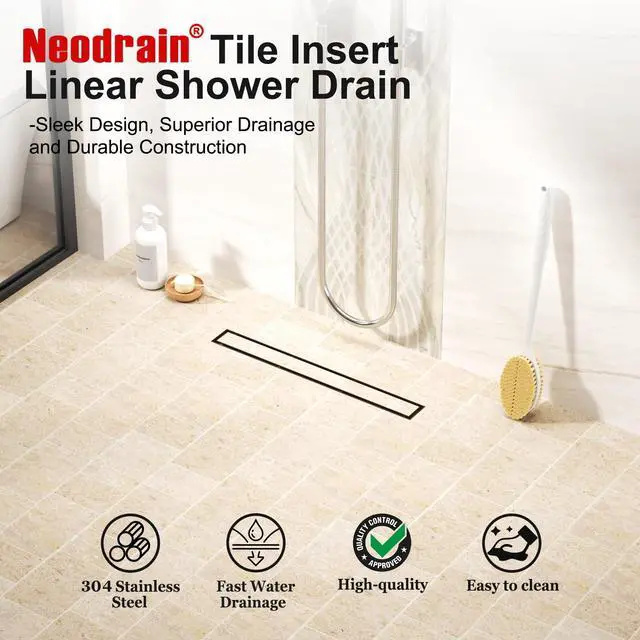 Alt view image 5 of 7 - Inch Linear Shower Drain-Matte Black,with Tile Insert Grate