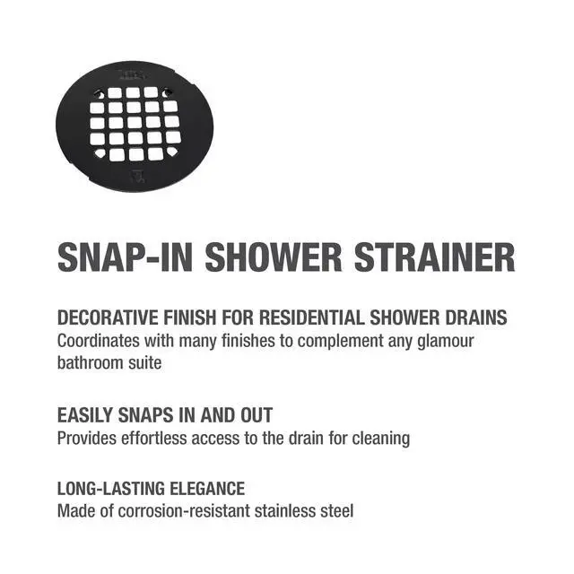 Alt view image 4 of 7 - Universal 4-1/4 in. Round Snap-Tite Shower Strainer, Matte Black