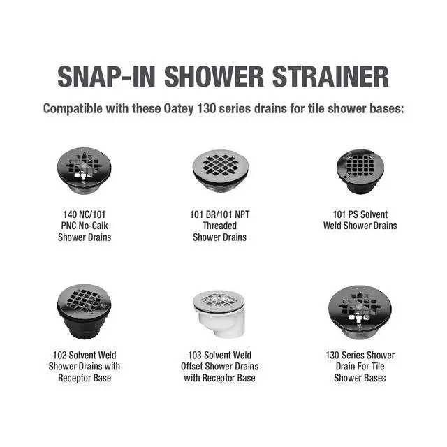 Alt view image 5 of 7 - Universal 4-1/4 in. Round Snap-Tite Shower Strainer, Matte Black