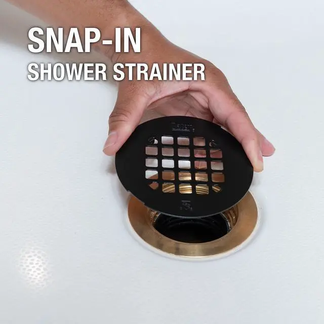Alt view image 3 of 7 - Universal 4-1/4 in. Round Snap-Tite Shower Strainer, Matte Black