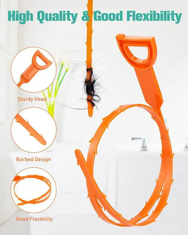 Alt view image 3 of 7 - Drain Clog Remover Tool, Cleaner Hair Clog Remover(6pcs), Cleaner Sticks to Drain Hair Clog for Remover(1pcs), Sink Snake for Shower Kitchen Sink Bath Tub Bathroom(6+1)