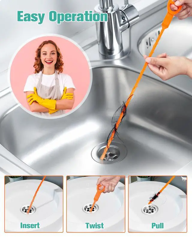 Alt view image 4 of 7 - Drain Clog Remover Tool, Cleaner Hair Clog Remover(6pcs), Cleaner Sticks to Drain Hair Clog for Remover(1pcs), Sink Snake for Shower Kitchen Sink Bath Tub Bathroom(6+1)