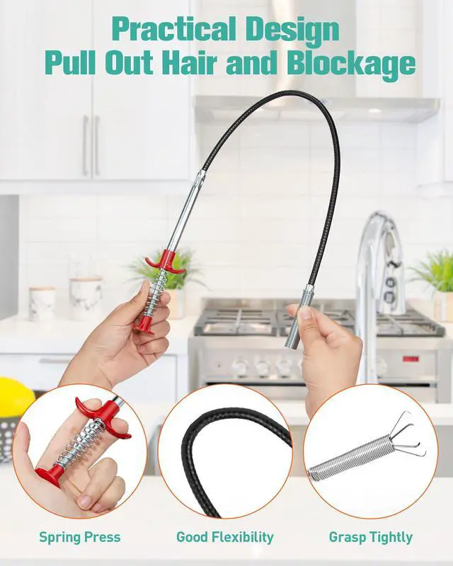 Alt view image 5 of 7 - Drain Clog Remover Tool, Cleaner Hair Clog Remover(6pcs), Cleaner Sticks to Drain Hair Clog for Remover(1pcs), Sink Snake for Shower Kitchen Sink Bath Tub Bathroom(6+1)