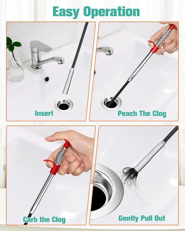 Alt view image 6 of 7 - Drain Clog Remover Tool, Cleaner Hair Clog Remover(6pcs), Cleaner Sticks to Drain Hair Clog for Remover(1pcs), Sink Snake for Shower Kitchen Sink Bath Tub Bathroom(6+1)