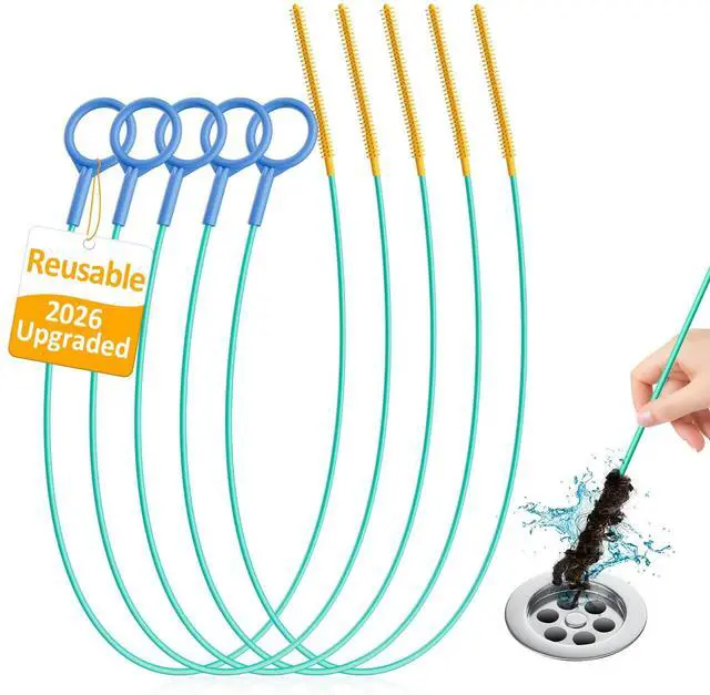 Main image of Reusable Drain Snake Hair Clog Remover, 30 inch Drain Cleaner Tool (5 Pack)