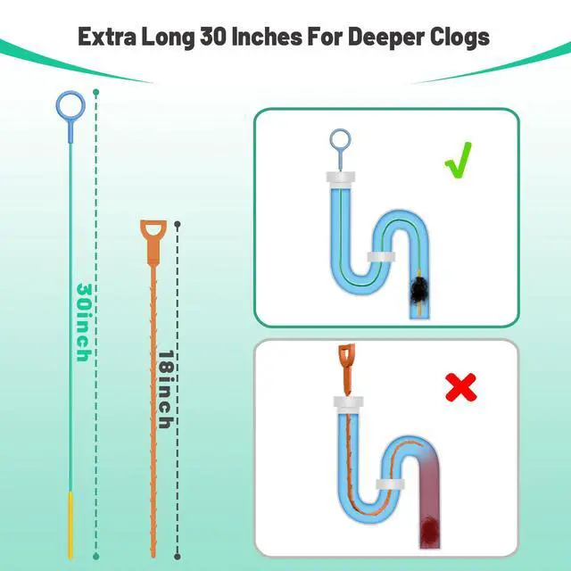 Alt view image 4 of 7 - Reusable Drain Snake Hair Clog Remover, 30 inch Drain Cleaner Tool (5 Pack)