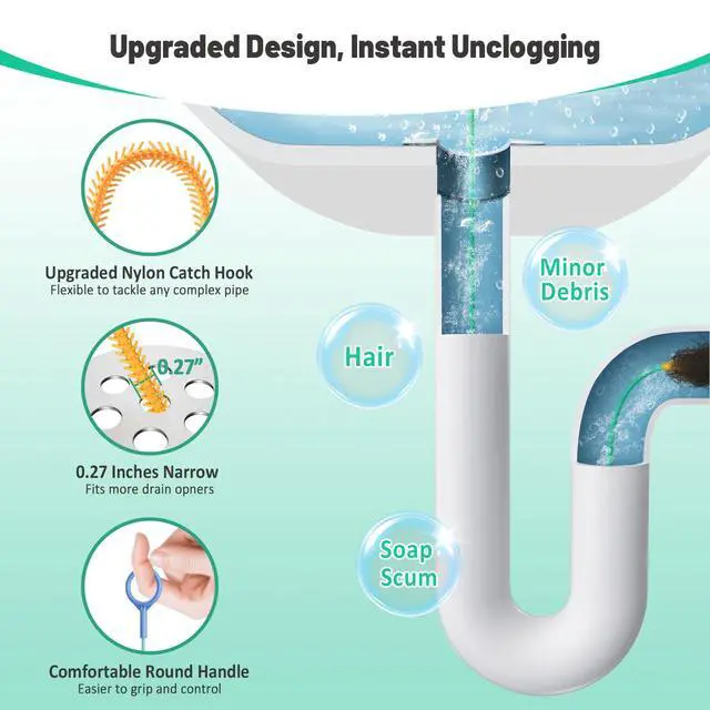 Alt view image 7 of 7 - Reusable Drain Snake Hair Clog Remover, 30 inch Drain Cleaner Tool (5 Pack)