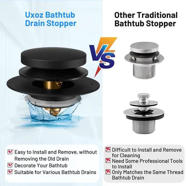 Alt view image 6 of 7 - Bathtub Drain Stopper, Tub Plug for 1.5"-1.72" Regular Drains