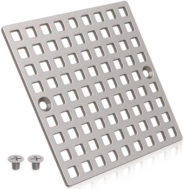 Main image of Brushed Nickel Square Shower Drain Cover for Floor Drain