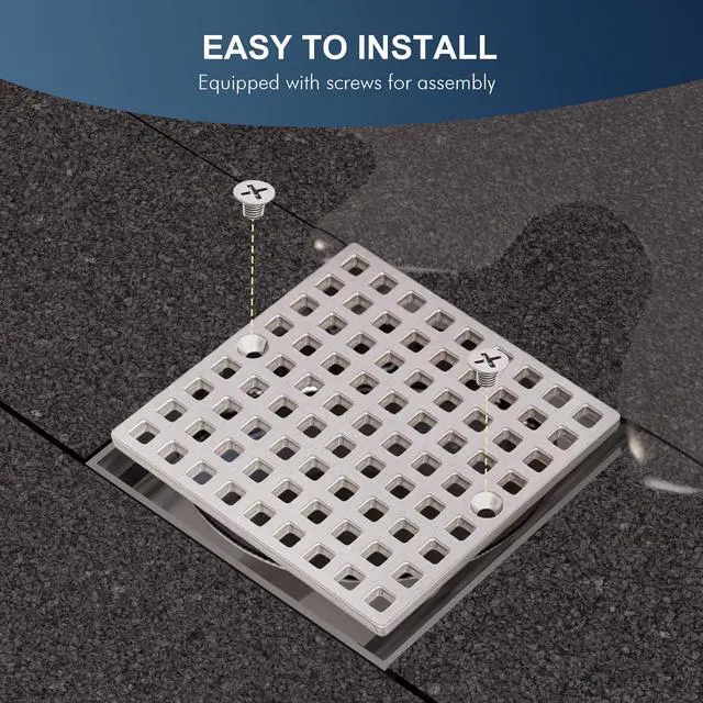 Alt view image 5 of 7 - Brushed Nickel Square Shower Drain Cover for Floor Drain