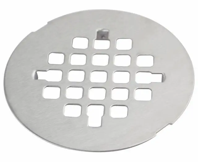 Main image of Brushed Nickel Snap-in Shower Floor Drain Cover,4-1/4" OD Round Grid