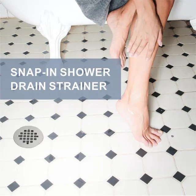 Alt view image 2 of 6 - Brushed Nickel Snap-in Shower Floor Drain Cover,4-1/4" OD Round Grid