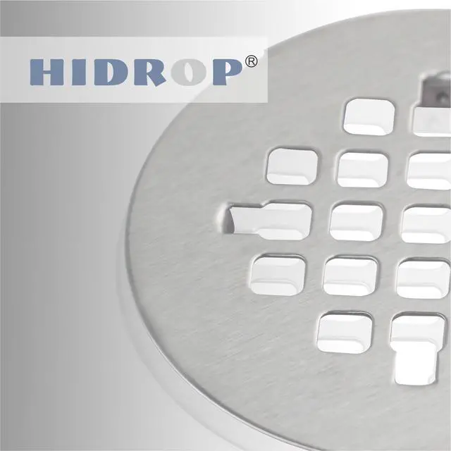 Alt view image 3 of 6 - Brushed Nickel Snap-in Shower Floor Drain Cover,4-1/4" OD Round Grid
