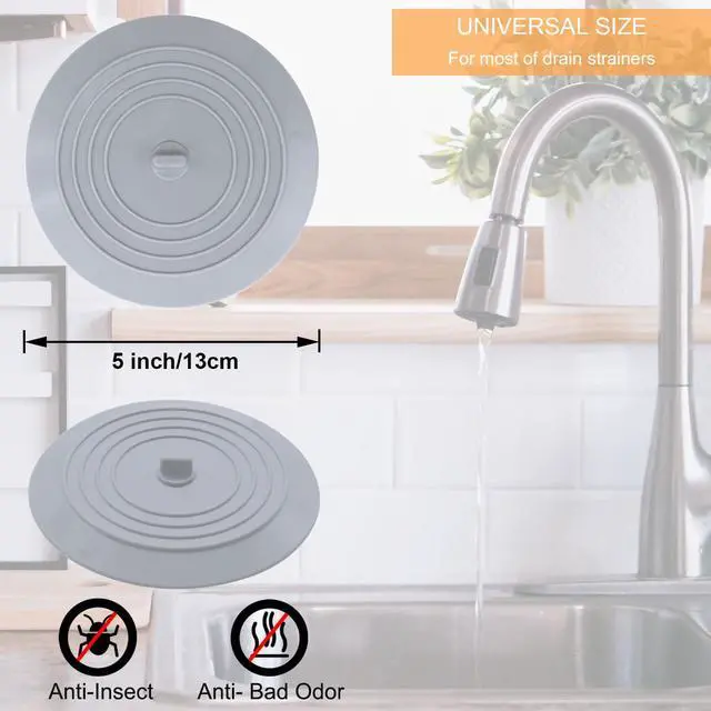 Alt view image 4 of 7 - Bathtub Drain Stopper 3 Pack, 5inch Tub Stopper Bathtub Drain Cover, Silicone Bath Tub Plug Essentials Flat Suction for Kitchen Bathroom Laundry Accessories