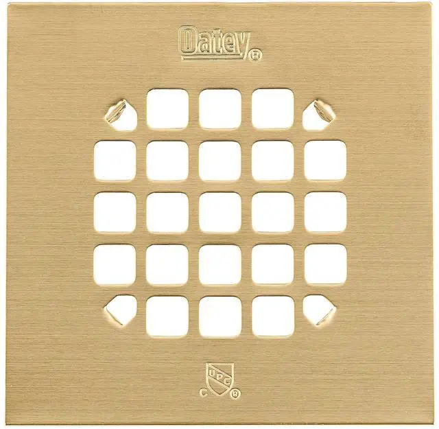 Main image of Universal 4-1/4 in. Snap-Tite Square Shower Strainer in Brushed Gold
