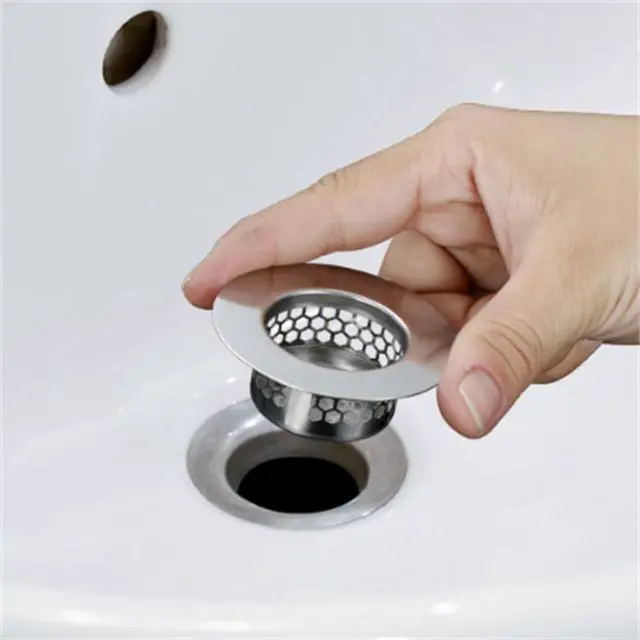 Alt view image 3 of 6 - Bathroom Sink Filter - Fits 1.25"-1.60" Hole (2pcs) | Stainless Steel Hair Catcher for Bathroom/Bathtub/Laundry/RV Sink
