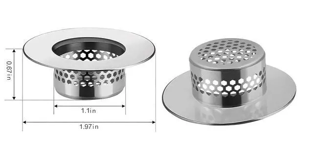 Alt view image 2 of 6 - Bathroom Sink Filter - Fits 1.25"-1.60" Hole (2pcs) | Stainless Steel Hair Catcher for Bathroom/Bathtub/Laundry/RV Sink
