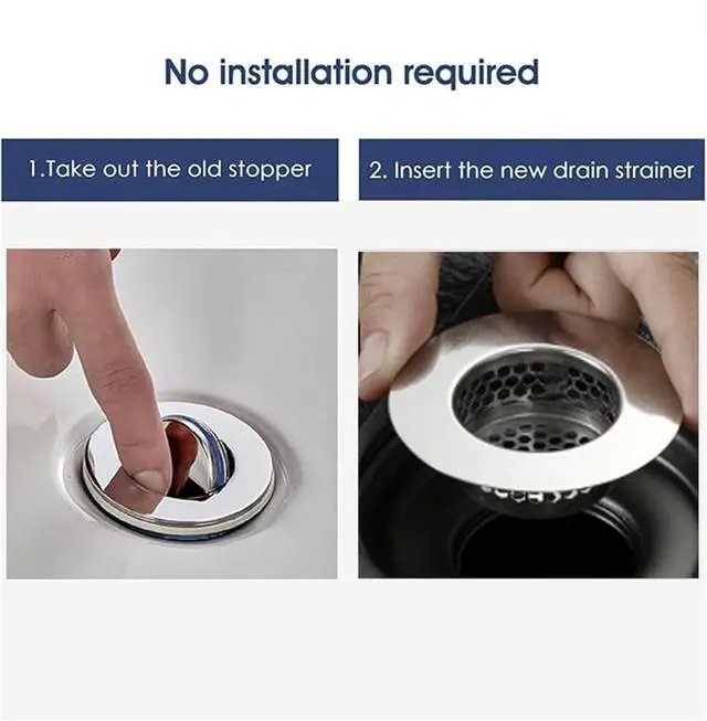 Alt view image 5 of 6 - Bathroom Sink Filter - Fits 1.25"-1.60" Hole (2pcs) | Stainless Steel Hair Catcher for Bathroom/Bathtub/Laundry/RV Sink