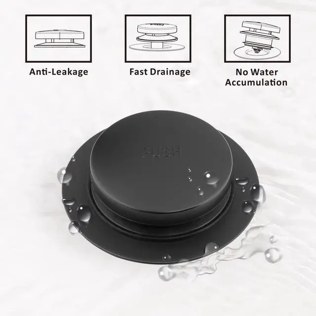 Alt view image 4 of 7 - Universal Tip Toe Bath Drain Stopper and Cover, Bathtub Drain Stopper, Replaces Lift and Turn, Tip-Toe and Trip Lever drains for Tub, EZ Installation and Clearing (MATT Black)