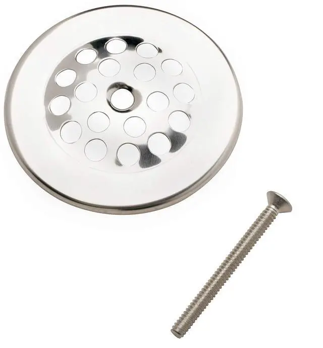 Alt view image 2 of 3 - Bathtub Dome Grid Strainer with Screw, 3", Polished Chrome