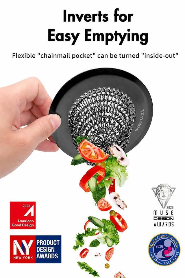 Alt view image 2 of 7 - Kitchen Sink Drain Strainer,Patented Reversible Chain Mesh Basket,Black