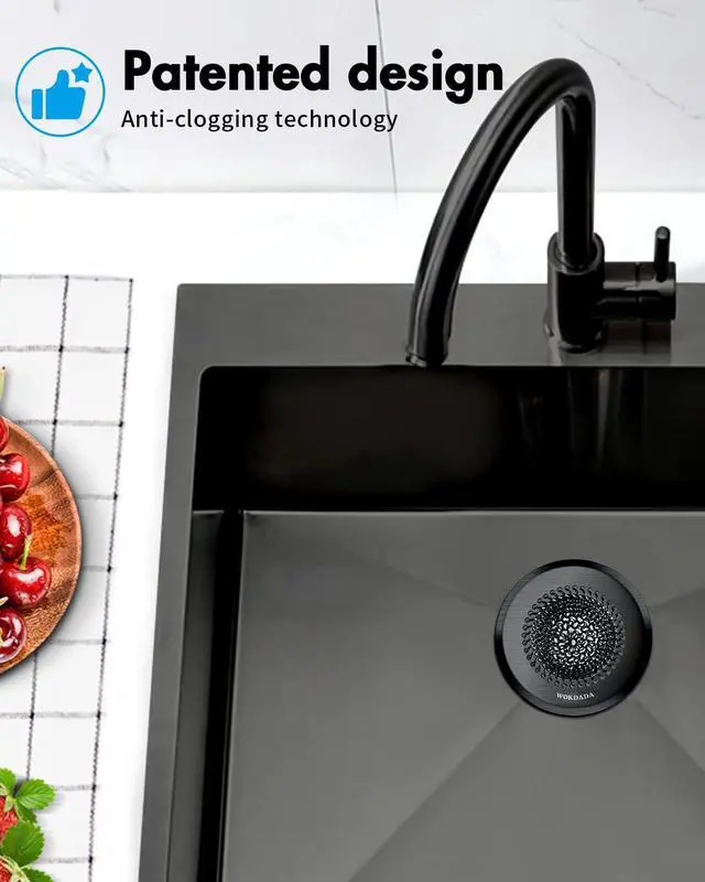 Alt view image 5 of 7 - Kitchen Sink Drain Strainer,Patented Reversible Chain Mesh Basket,Black