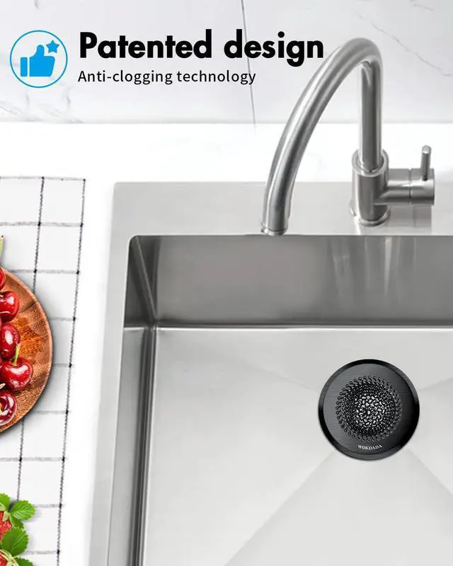 Alt view image 6 of 7 - Kitchen Sink Drain Strainer,Patented Reversible Chain Mesh Basket,Black