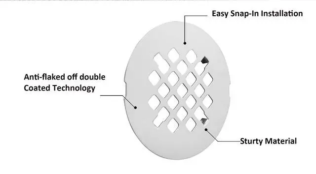 Alt view image 4 of 6 - OD Snap-in Shower Drain Cover, Round Shower Drain Strainer Grid, Replacement Cover, Designed for Long-Lasting(Chrome Plated)