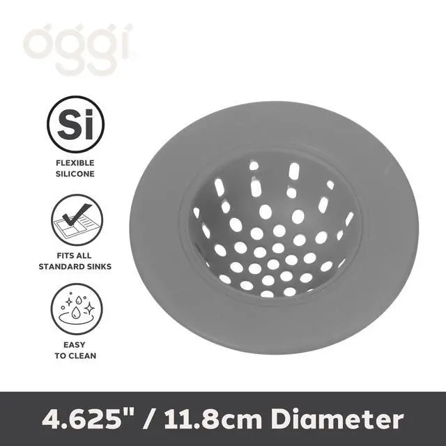 Alt view image 2 of 7 - Silicone Sink Strainer- Great Kitchen Sink Strainer, Sink Drain Strainer, Drain Stopper, Sink Plug, 4.6 Diameter Rim, Gray
