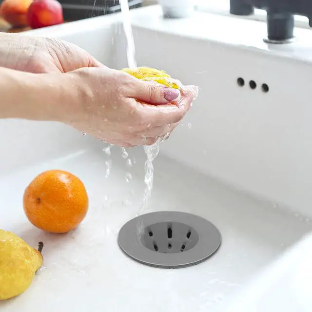 Alt view image 3 of 7 - Silicone Sink Strainer- Great Kitchen Sink Strainer, Sink Drain Strainer, Drain Stopper, Sink Plug, 4.6 Diameter Rim, Gray