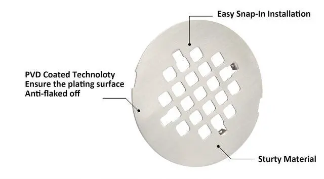 Alt view image 3 of 6 - OD Snap-in Shower Drain Cover, Round Shower Drain Strainer Grid, Replacement Cover, Designed for Long-Lasting