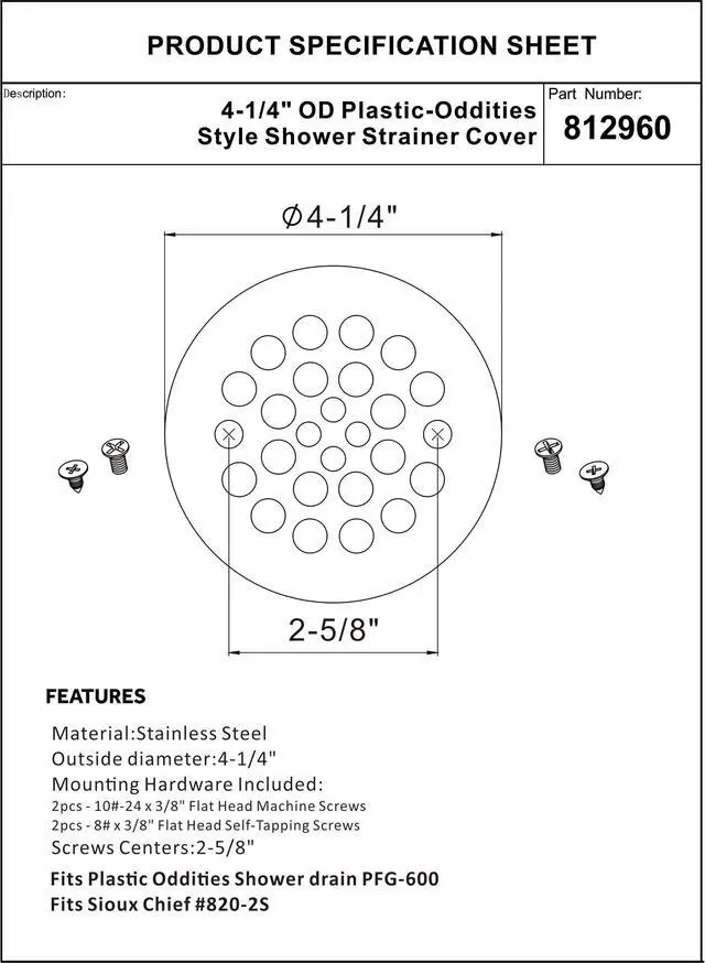 Alt view image 7 of 7 - Shower Strainer Drain Trim Set, Screw-in Shower Strainer Drain Cover, Plastic-Oddities Style Replacement Strainer Grid,Machine & Self-Tapping Screws Included (MATT Black)